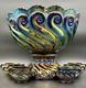 RARE Absolutely Flawless Dugan 8-piece S-Repeat Carnival Glass Punch Bowl Set