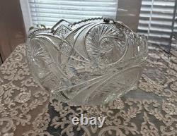 RARE Antique McKee Aztec Punch Bowl /1904 Pres Cut Glass/Large