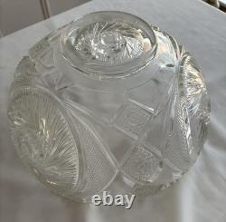 RARE Antique McKee Aztec Punch Bowl /1904 Pres Cut Glass/Large