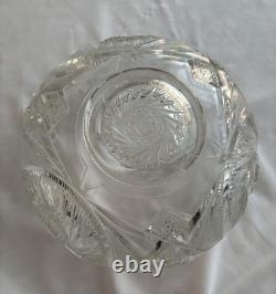 RARE Antique McKee Aztec Punch Bowl /1904 Pres Cut Glass/Large