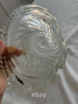 RARE Antique McKee Aztec Punch Bowl /1904 Pres Cut Glass/Large