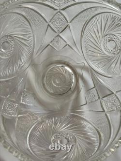 RARE Antique McKee Aztec Punch Bowl /1904 Pres Cut Glass/Large