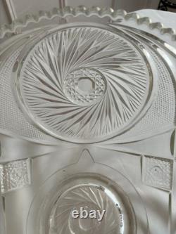 RARE Antique McKee Aztec Punch Bowl /1904 Pres Cut Glass/Large