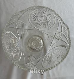RARE Antique McKee Aztec Punch Bowl /1904 Pres Cut Glass/Large