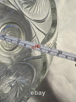 RARE Antique McKee Aztec Punch Bowl /1904 Pres Cut Glass/Large