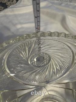 RARE Antique McKee Aztec Punch Bowl /1904 Pres Cut Glass/Large