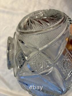 RARE Antique McKee Aztec Punch Bowl /1904 Pres Cut Glass/Large