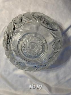 RARE Antique McKee Aztec Punch Bowl /1904 Pres Cut Glass/Large