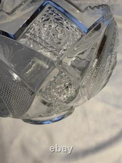 RARE Antique McKee Aztec Punch Bowl /1904 Pres Cut Glass/Large