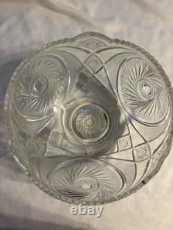 RARE Antique McKee Aztec Punch Bowl /1904 Pres Cut Glass/Large
