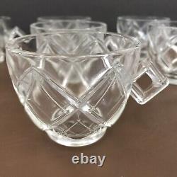 RARE COLONY Heavy Glass Crystal Punch Bowl MCM 9 Cups Deep Diamond Footed TAMPA