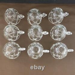 RARE COLONY Heavy Glass Crystal Punch Bowl MCM 9 Cups Deep Diamond Footed TAMPA