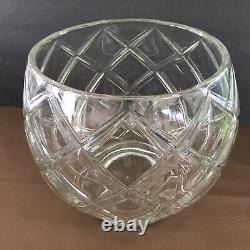 RARE COLONY Heavy Glass Crystal Punch Bowl MCM 9 Cups Deep Diamond Footed TAMPA