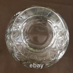 RARE COLONY Heavy Glass Crystal Punch Bowl MCM 9 Cups Deep Diamond Footed TAMPA