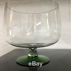RARE! Glass Punch Bowl Set Modern Green Vintage Mid Century 8 Cups