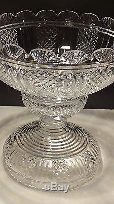RARE HOUSE of WATERFORD CRYSTAL HIBERNIA 2 PIECE CENTERPIECE PUNCH BOWL IRELAND