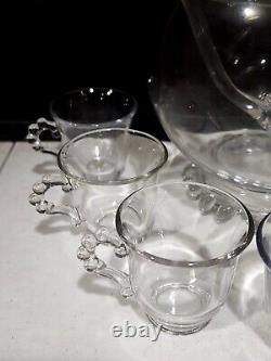 RARE Imperial Crystal Candlewick Family Punch Bowl Set 8 Cups Ladle 400/139/77