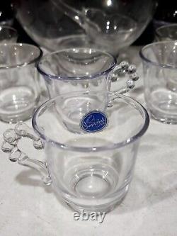 RARE Imperial Crystal Candlewick Family Punch Bowl Set 8 Cups Ladle 400/139/77