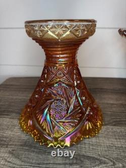 RARE Imperial Marigold Carnival Glass 19 Pc Punch Bowl Set Vintage Whirling Star