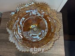 RARE Imperial Marigold Carnival Glass 19 Pc Punch Bowl Set Vintage Whirling Star