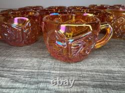 RARE Imperial Marigold Carnival Glass 19 Pc Punch Bowl Set Vintage Whirling Star