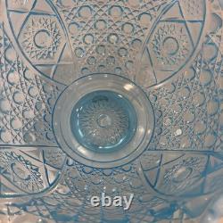 RARE LE Smith Blue Opalescent Punch Bowl Daisy And Button Vintage