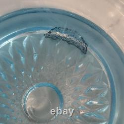 RARE LE Smith Blue Opalescent Punch Bowl Daisy And Button Vintage