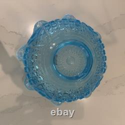 RARE LE Smith Blue Opalescent Punch Bowl Daisy And Button Vintage