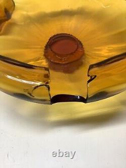 RARE Mid Century Modern Amber Glass lidded punch bowl withladle & 5 glasses