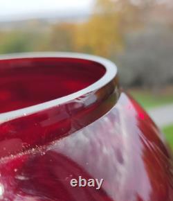 RARE New Martinsville Art Deco Ruby Top Prize Punch Bowl Set with 8 Cups Bakelite