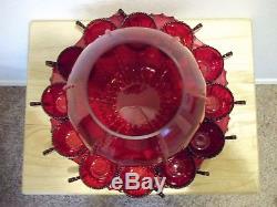 RARE PUNCHBOWL SET Ruby Red RADIANCE NEW MARTINSVILLE With All 12 Glasses