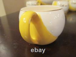 RARE Tom & Jerry YELLOW Gold Trimmed Punch Bowl Set With 6 Cups