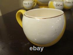 RARE Tom & Jerry YELLOW Gold Trimmed Punch Bowl Set With 6 Cups