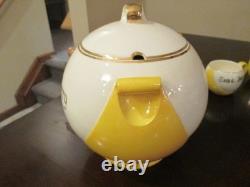 RARE Tom & Jerry YELLOW Gold Trimmed Punch Bowl Set With 6 Cups