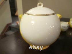 RARE Tom & Jerry YELLOW Gold Trimmed Punch Bowl Set With 6 Cups