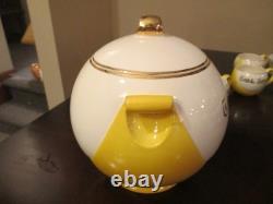RARE Tom & Jerry YELLOW Gold Trimmed Punch Bowl Set With 6 Cups