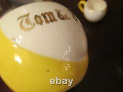 RARE Tom & Jerry YELLOW Gold Trimmed Punch Bowl Set With 6 Cups