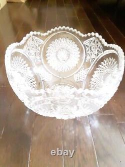 RARE U. S. Glass EAPG XL Punch Bowl 15pc Set c1900's USA