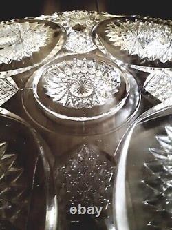 RARE U. S. Glass EAPG XL Punch Bowl 15pc Set c1900's USA