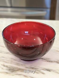 RARE VINTAGE Anchor Hocking Royal Ruby Flashed Red 10 Punch Bowl & 11 Cups