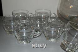 RARE VINTAGE HARVARD UNIVERSITY GLASS PUNCH BOWL BOWL With12 CUPS & LADLE