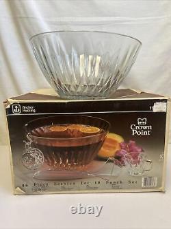 RARE & VTG COMPLETE 26 Pieces Punch Bowl Set Crown Point by Anchor Hocking MINT