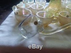 RARE Westmoreland Honey Amber Carnival 3 Fruits Punch Bowl Only 100 made 12 Cups