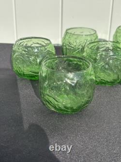 RETRO FUNKY MCM GREEN GLASS Punch Bowl Set 12 cups & 1 Bowl 1 LADEL HARD TO FI