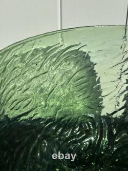 RETRO FUNKY MCM GREEN GLASS Punch Bowl Set 12 cups & 1 Bowl 1 LADEL HARD TO FI
