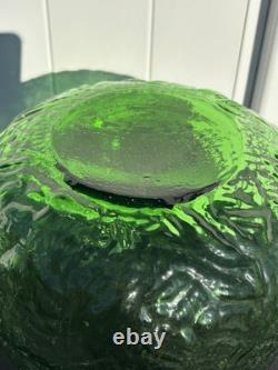 RETRO FUNKY MCM GREEN GLASS Punch Bowl Set 12 cups & 1 Bowl 1 LADEL HARD TO FI