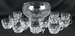 ROGASKA Gallia PUNCH Bowl + 12 CUPS Cut CRYSTAL