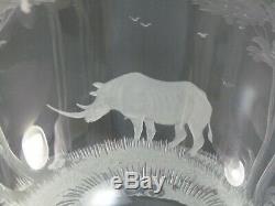 ROWLAND WARD Crystal Large Punch Bowl Antelope, Bison & Rhino