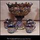 Rare 8pc Northwood Amethyst Carnival Glass Punch Bowl Set Acorn Burrs Pattern