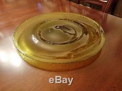 Rare American Decorative Mouth Blown Chartreuse Glass Punch Bowl Set Blenko